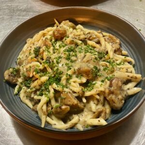 Trofi à la crème de truffe : cèpes et châtaignes