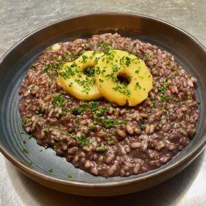 Risotto au boudin noir et pommes